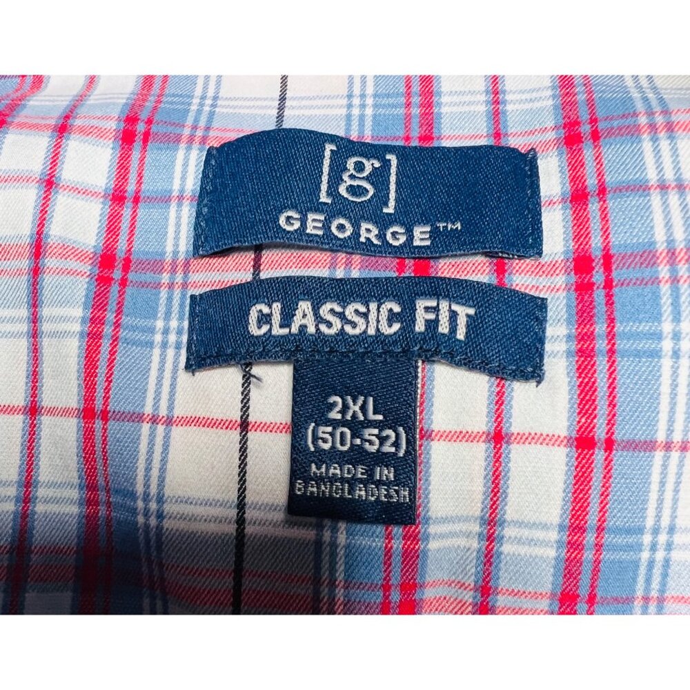 New! George Men's Classic Fit Plaid Button-Down Shirt 2XL (50-52) - Picture 2 of 2